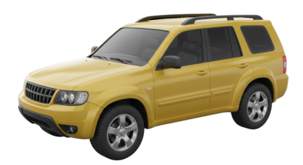 Isolated Yellow SUV Car Vehicle