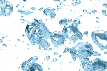 Many air bubbles in clean water, closeup