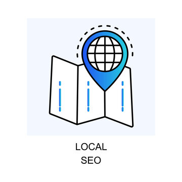 Vector for Local SEO. A logo representing search engine optimization strategies targeted at local businesses with editable stroke.