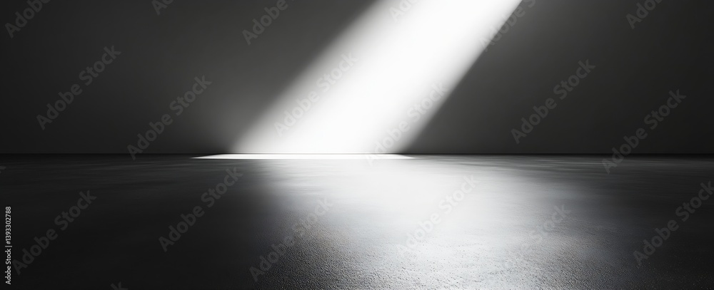 Poster dramatic spotlight on a dark floor abstract black and white minimalist background empty stage for pr
