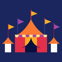 summer festival with tents flags and lights