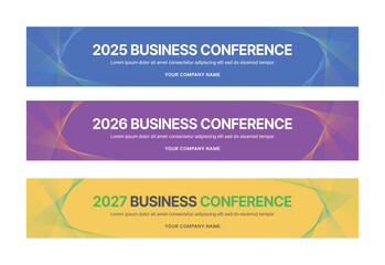 Set of business banner design templates in modern, geometry, abstract shape pattern style for school, company, workshop, seminar, presentation, event and conference. 