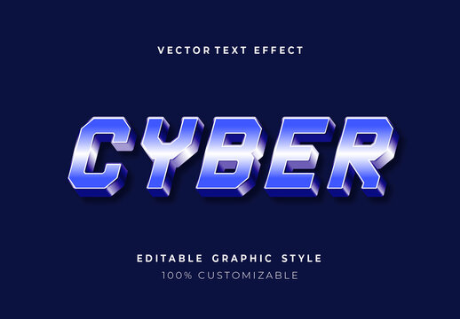 Blue And White Bright Font Futuristic Cyber Text Effect