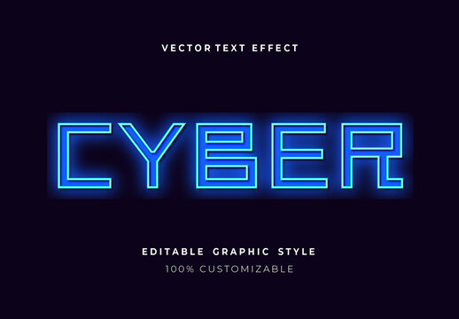 Blue Neon Cyber Font Futuristic Glow Text Effect