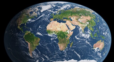 Fototapeta premium Global Earth View Satellite - Planet Earth, continents, oceans, world map, global perspective, environmental awareness
