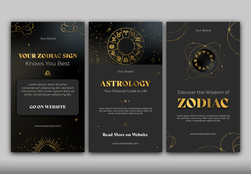 Gold And Black Astrology Horoscope Story Layout - AI Generated Photos