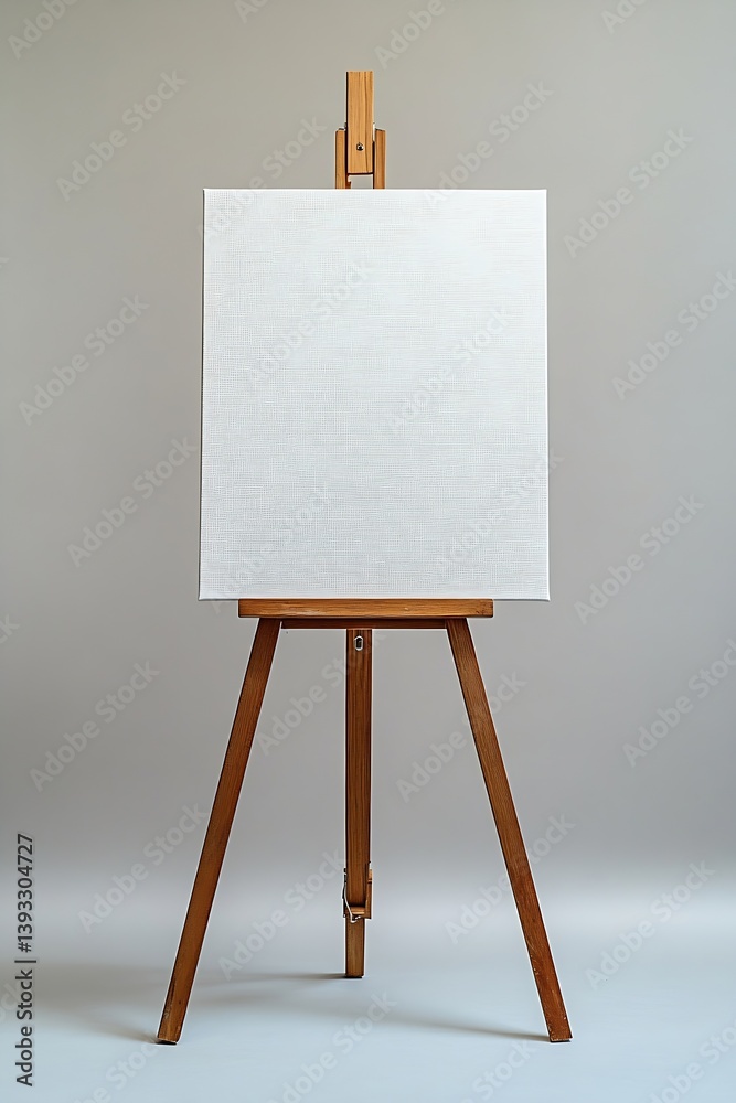 Poster Blank Canvas on Easel Ready for Painting or Display Empty White Surface for Art Project Studio Setting : Generative AI