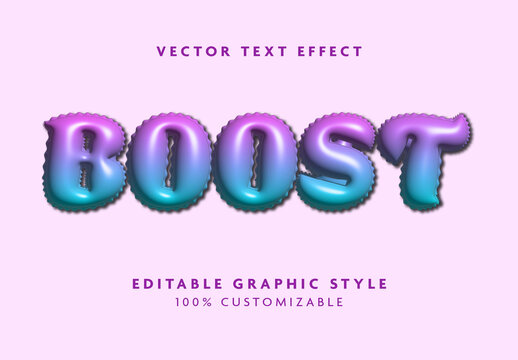Purple And Blue 3D Gradient Plump Font Fatty Shiny Text Effect