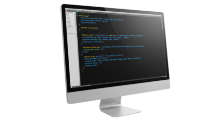 Isolated Computer Screen Displaying Lines of Code for Software Development