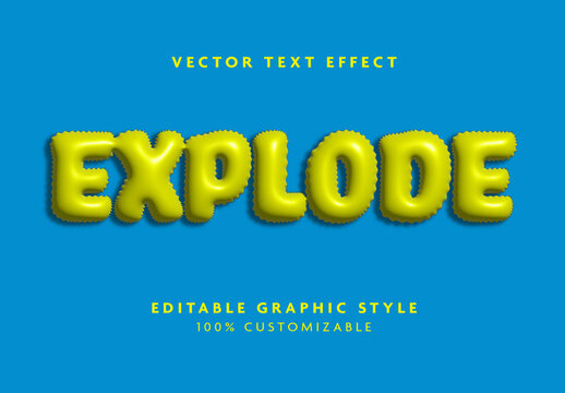 Yellow 3D Puffy Balloon Glossy Font Shiny Fatty Bubble Text Effect