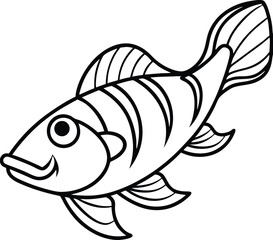 Cute Viper Fish Line Art Design And White Background