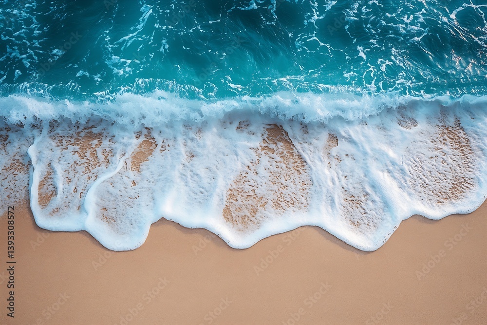 Aufkleber aerial view of ocean waves crashing on sandy beach capturing the beauty and power of nature and the 
