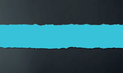 Blue torn paper isolated on black cardboard background. Vector shape elements pattern for presentation design or banner. Important Information Written Under Ripped Piece Of Paper Crutial Announcement.