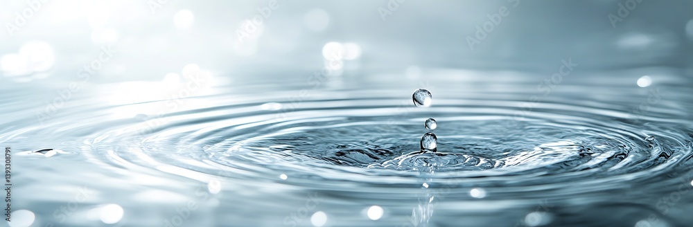 Poster serene water drop creates ripples capturing tranquility and purity in aquatic still life a symphony 