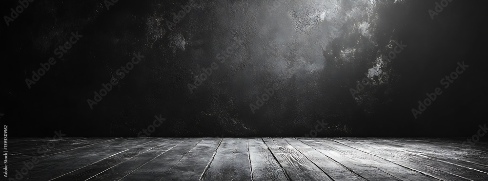 Leinwandbilder dramatic dark texture background with wooden floor for product display moody and atmospheric backdro