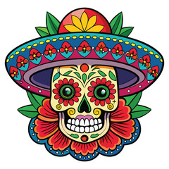 Vibrant Día de los Muertos Skull

