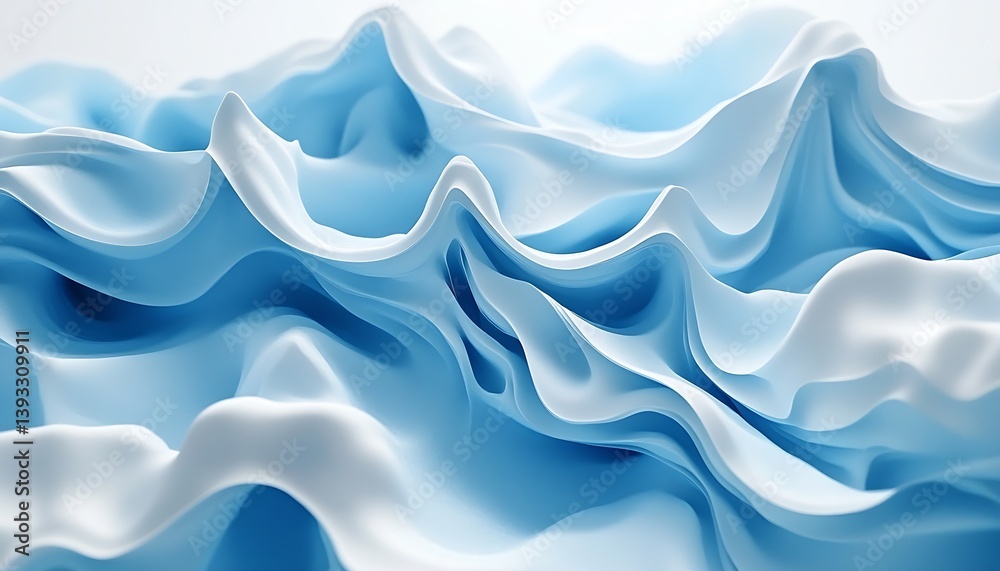 Poster Intricate Flowing Waves in Soft Blue Shades Creating a Calm Visual Experience : Generative AI