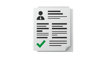 Isolated Resume Document with Green Checkmark