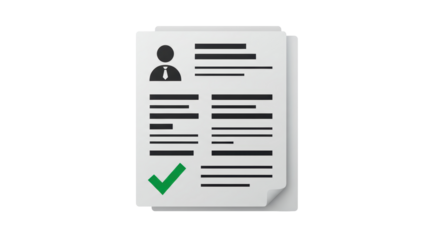 Isolated Resume Document with Green Checkmark