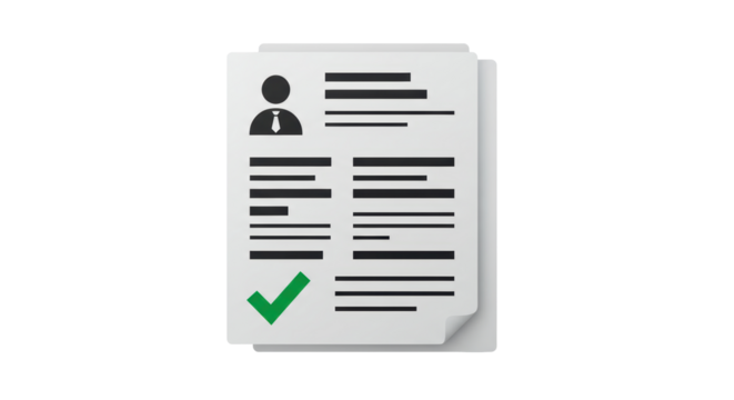 Isolated Resume Document with Green Checkmark