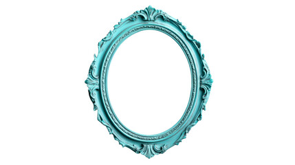 Turquoise ornate oval frame, vintage decorative border, cut out transparent