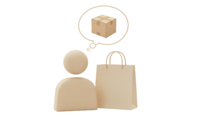 Isolated Person with Shopping Bag Thinking of Package Delivery
