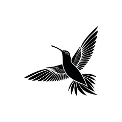 Fototapeta premium hummingbird silhouette logo vector line art logo design