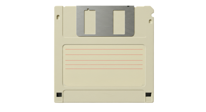 Isolated Vintage Floppy Disk for Old Data Storage