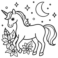  unicorn coloring book illustration