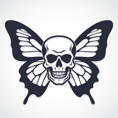skull with butterfly wings silhouette logo