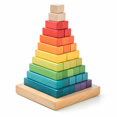 Colorful Wooden Pyramid Toy Blocks Stacked High