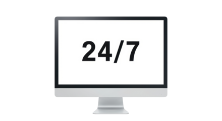 Isolated Computer Monitor Displaying 24 7 Service Sign