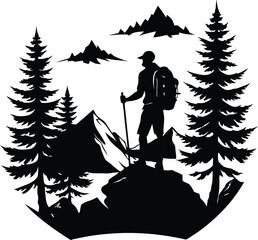 silhouette of a man in a forest