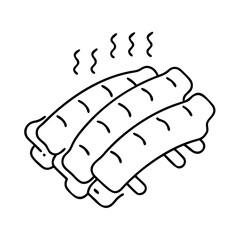 bbq ribs icon, bbq ribs line art - simple line art of bbq ribs, perfect for bbq ribs logos and icons