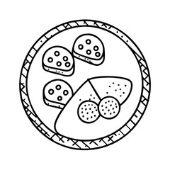 cheese platter icon, cheese platter line art - simple line art of cheese platter, perfect for cheese platter logos and icons