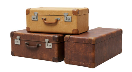 Isolated Vintage Suitcases