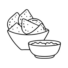 chips and salsa icon, chips and salsa line art - simple line art of chips and salsa, perfect for chips and salsa logos and icons