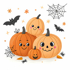 Various pumpkins on studio background