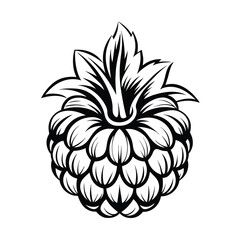 Decorative Black and White Pineapple with Detailed Leaf Crown Design