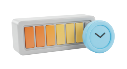 Isolated Colorful Time Management Set with Clock and Progress Bar