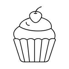 cupcake icon, cupcake line art - simple line art of cupcake, perfect for cupcake logos and icons