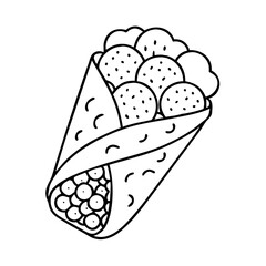 falafel wrap icon, falafel wrap line art - simple line art of falafel wrap, perfect for falafel wrap logos and icons