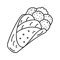falafel wrap icon, falafel wrap line art - simple line art of falafel wrap, perfect for falafel wrap logos and icons