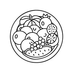 fruit salad icon, fruit salad line art - simple line art of fruit salad, perfect for fruit salad logos and icons