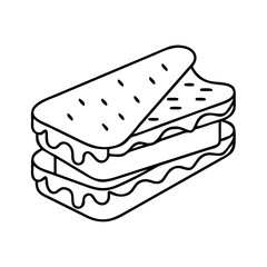 grilled cheese icon, grilled cheese line art - simple line art of grilled cheese, perfect for grilled cheese logos and icons