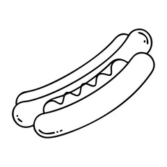 hot dog icon, hot dog line art - simple line art of hot dog, perfect for hot dog logos and icons