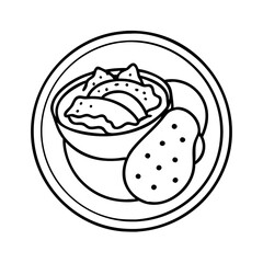 hummus with pita bread icon, hummus with pita bread line art - simple line art of hummus with pita bread, perfect for hummus with pita bread logos and icons