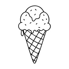 ice cream cone icon, ice cream cone line art - simple line art of ice cream cone, perfect for ice cream cone logos and icons