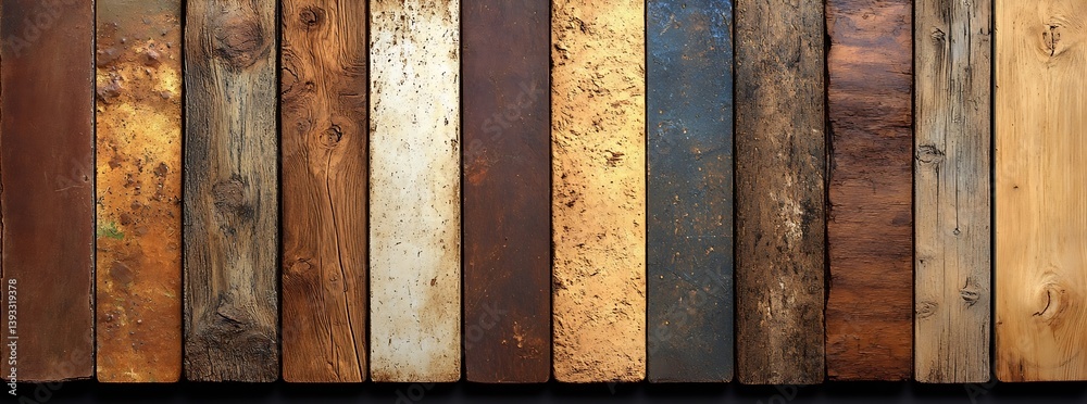 Poster wood planks texture a rustic collection of wooden boards with varying colors and grains for backgrou