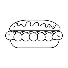 meatball sub icon, meatball sub line art - simple line art of meatball sub, perfect for meatball sub logos and icons